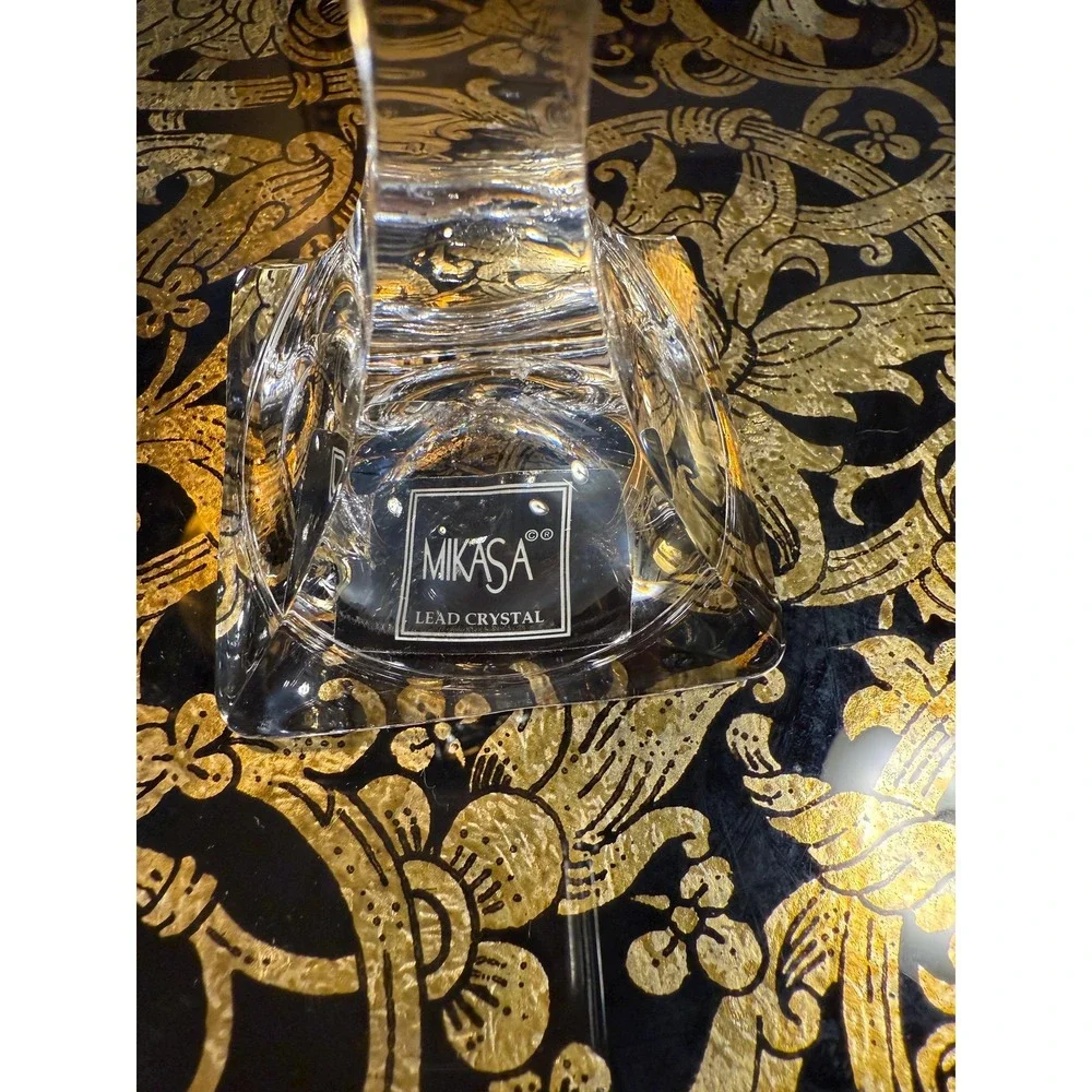 Mikasa Lead Crystal Candle Holders‎ – Art Deco Style Pair, 5.5